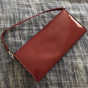 MNG burgundy patent handbag